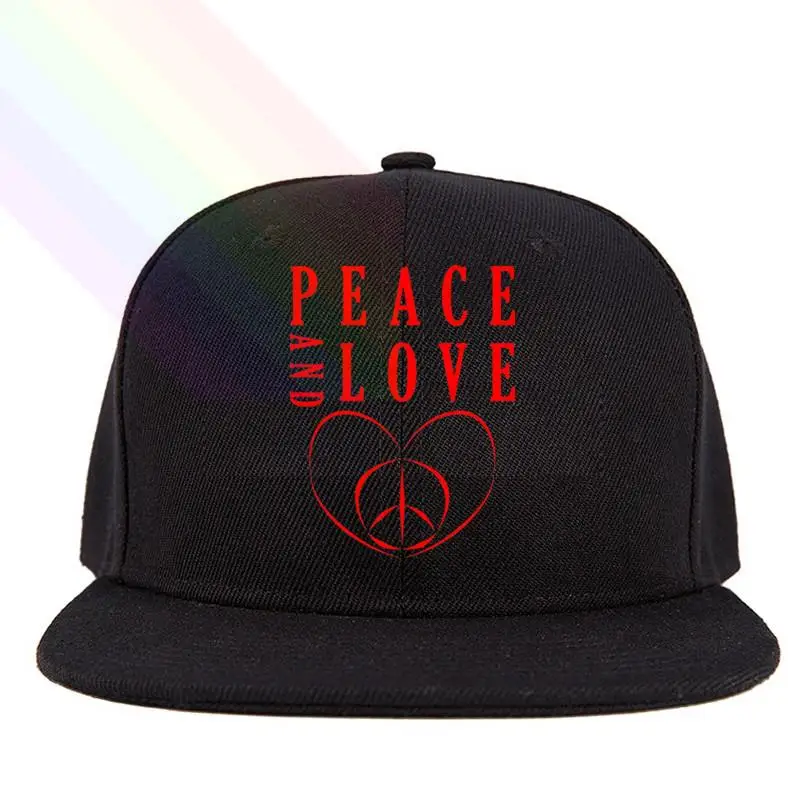 Черная бейсбольная шляпа унисекс с плоским козырьком и логотипом Peace And Love