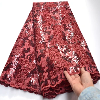 

Organza Lace Fabrics with Sequins Fashion New Arrival African French beaded Lace for Wedding Dress Wine Swiss Lace Fabric Wo528