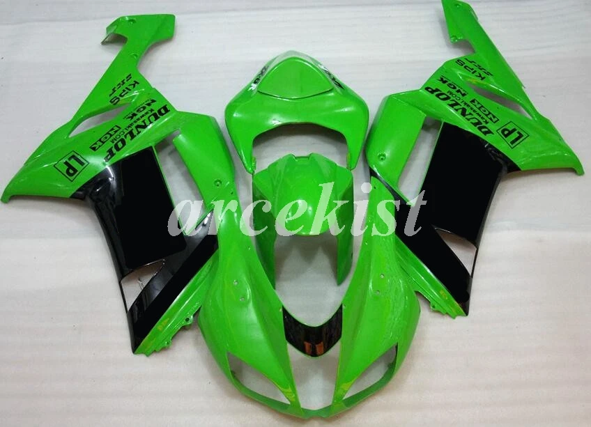 4 подарка Abs Обтекатели комплект подходит для kawasaki Ninja ZX6R 636 2007 2008 07 08 6R bodyкомплект кузова на заказ Зеленый Черный Топ