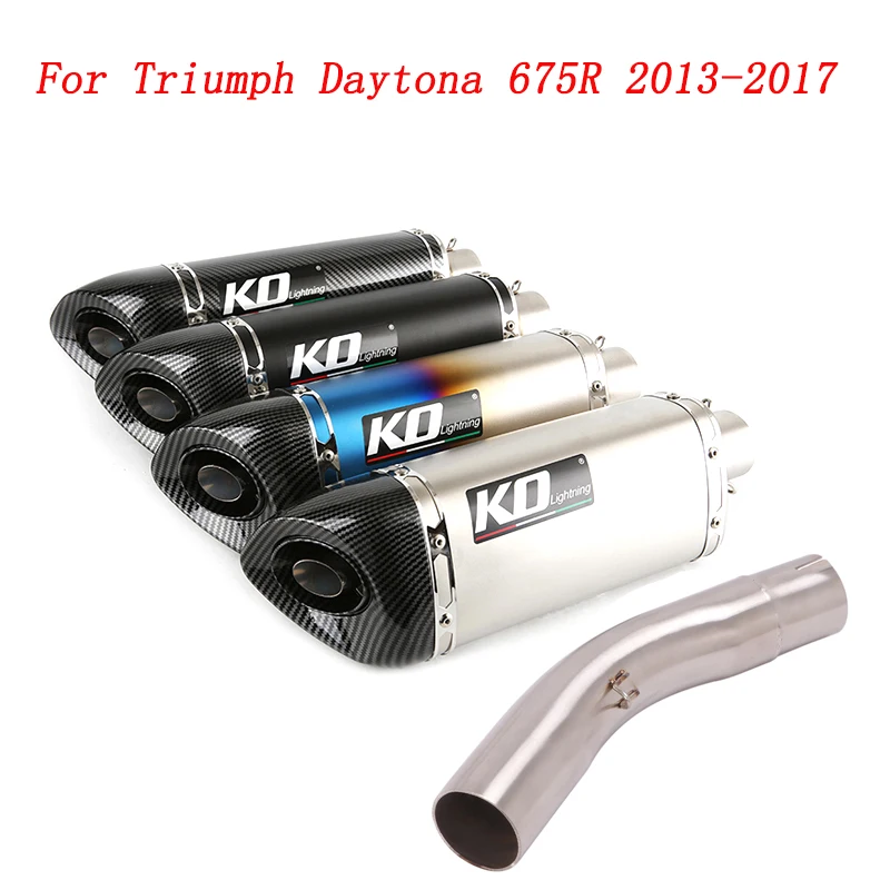 Slip On Motorcycle Exhaust Mid Link Tube And 51mm Vent Pipe Stainless Steel Exhaust System For Triumph Daytona 675R 2013-2017