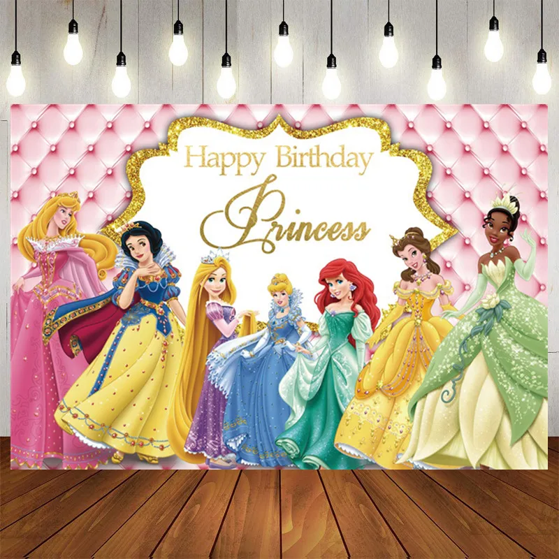 ディズニープリンセスパーティーの装飾 背景の装飾 ビニール写真の段ボール 女の子の誕生日パーティー用品の背景 Aliexpress ホーム ガーデン