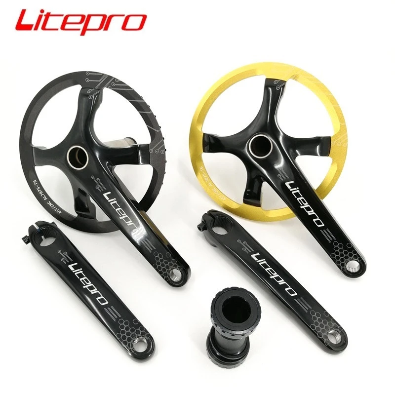 Litepro 45t Crankset Bottom Bracket 170mm Crank Black Gold Chainwheel With Protection Cover Folding Bike Part Bicycle Crank Chainwheel Aliexpress