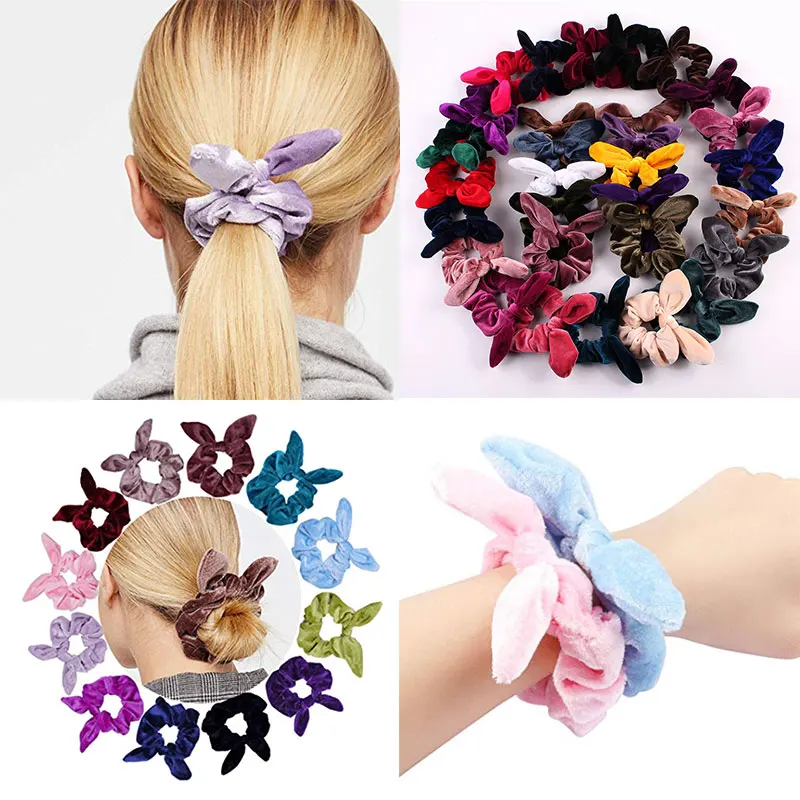 

1PC Vintage Scrunchie Stretch Headband Velvet Scrunchies Women Elastic Hair Bands Girls Hair Ties Solid Color Hair Accessories