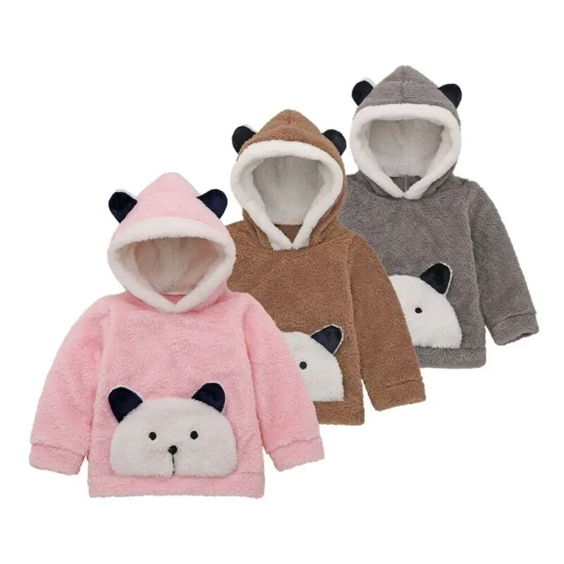 Детские зимние толстовки с капюшоном для маленьких мальчиков и девочек; плюшевая Одежда для младенцев; свитер с длинными рукавами; осенний флисовый теплый свитер с капюшоном; пальто для малышей