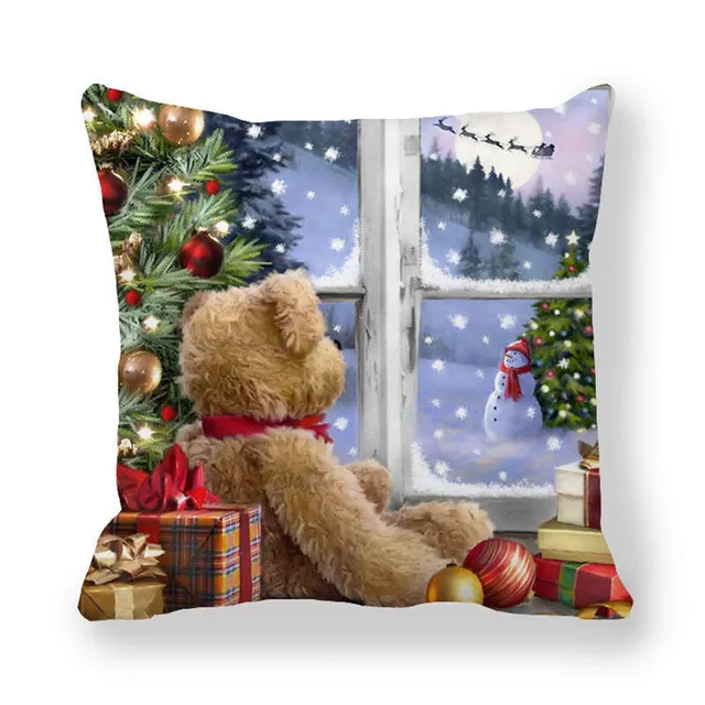 Christmas Pillowcase Cushion Covers 45x45cm Sofa Decoration Gift Letter Print Linen Pillow Cover For Home Xmas Ornament 2021 5