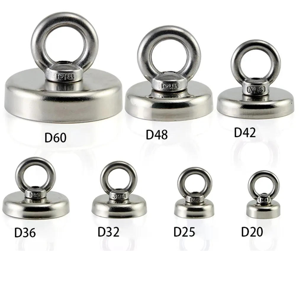 

Salvage Magnet Steel Shell with rope/2pcs Anti-Collision Salvage Magnet Round Strong Magnetic Steel Ring Strong Magnetic