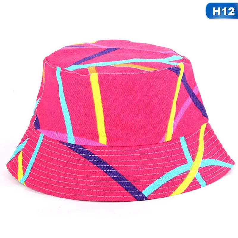 rose stripe Новинка, Harajuku, Панама с принтом, женская, для рыбалки, для улицы, Панама, для девушек, летняя, хлопок, хип-хоп, кепка, унисекс, плоская, Рыбацкая, солнцезащитные кепки - Цвет: rose stripe