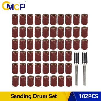 

CMCP Abrasive Tools 102pcs Sanding Drum Set 100pcs Snading Bands With 6.35mm Mandrels For Dremel Rotary Tools