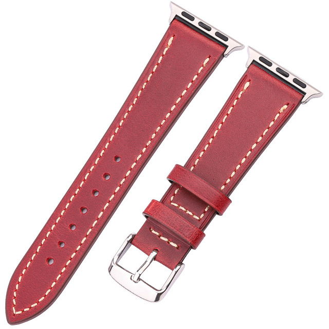 Leather Loop Bracelet Belt For Apple Watch Band Strap 44mm 42mm 40mm 38mm SE Series 6 5 4 3 2 1 Cowhide Watchbands