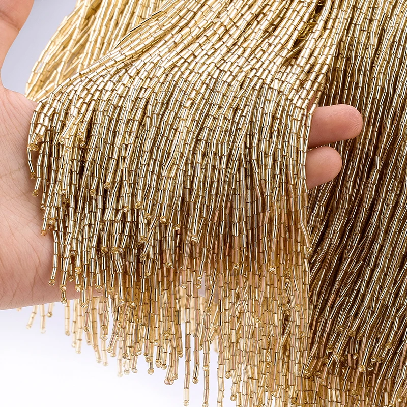 

15cm Round tube beads trim 5.5 Yards Color tassel fringe with high quality for wedding decoration dress or DIY curtain decorate