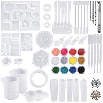 

DIY Jewelry Casting Molds Tools Set 255 PCS Silicone Resin Casting Molds and Tools Set with 100 Ml Silicone Measuring Cups Mini