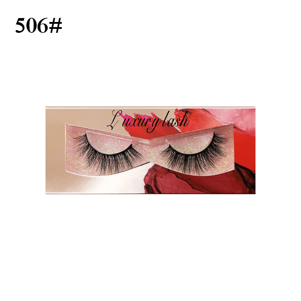 506 1 пара,, 3D норковые ресницы, натуральные длинные пушистые ресницы, полная полоса, ручная работа - Цвет: 506