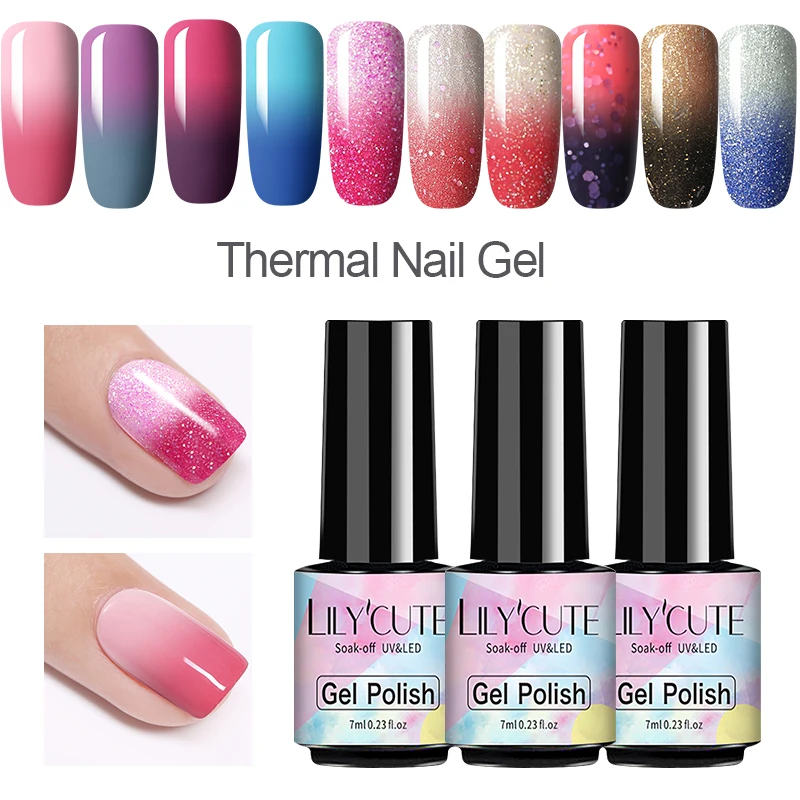 LILYCUTE 7ml Temperature Nail Color Changing Gel Polish Thermal UV Gel