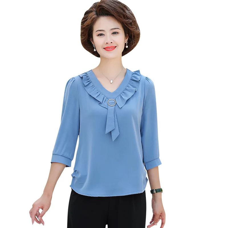 

Fashion Woman Blouses Summer New Chiffon Blouse Elegant Lace Tops XL-5XL Women Shirts Top