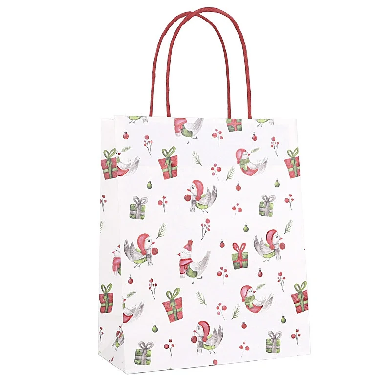 

12Pcs Portable Christmas Gift Paper Bags Biscuits Gift Goodies Holders Tote Bags Containers For Party Home Bakery