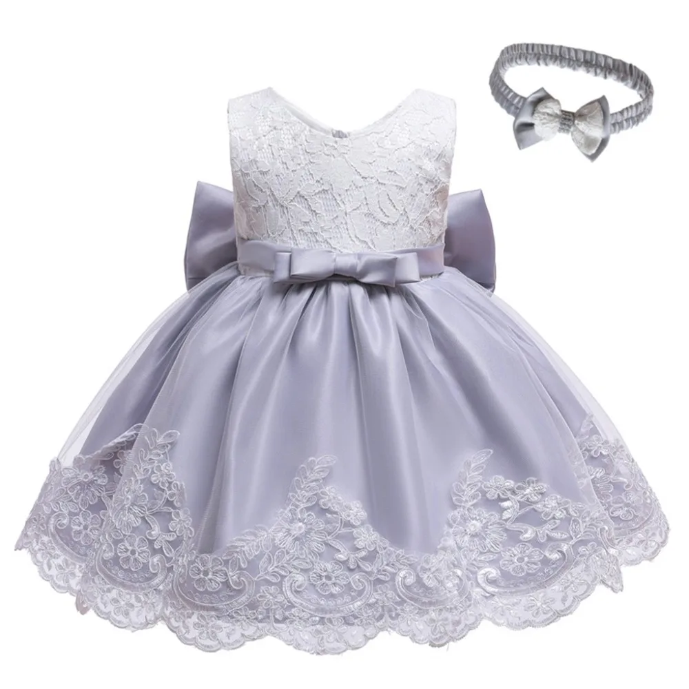 Вечернее платье для маленьких девочек кружевное платье принцессы с бантом на свадьбу, день рождения, торжественное платье-пачка+ повязка на голову, комплект одежды, новинка года