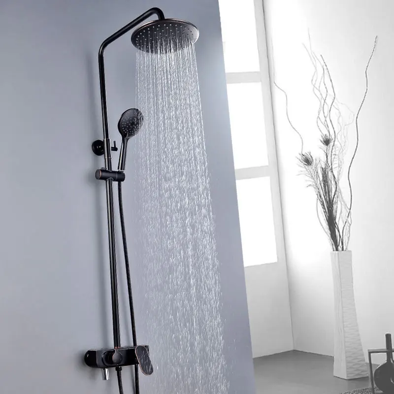 

Black And White with Pattern Shower Head Set Household Copper Hot And Cold Shower Kaiping Plumbing Sanitary Ware LM1007B