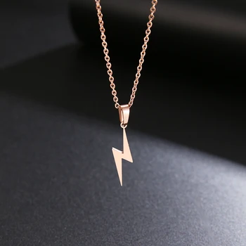 DOTIFI Stainless Steel Necklace Hot Lightning Necklaces For Women Protection Pendants For Girlfriend Gifts Rose Gold Jewelry