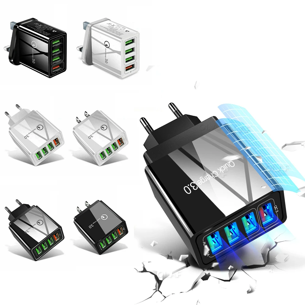 New USB QC3.0 Convenient Fast Charger Multi-Port Standard Multi-USB Mobile Phone Charger Travel Charger USB Hub Smart Charger