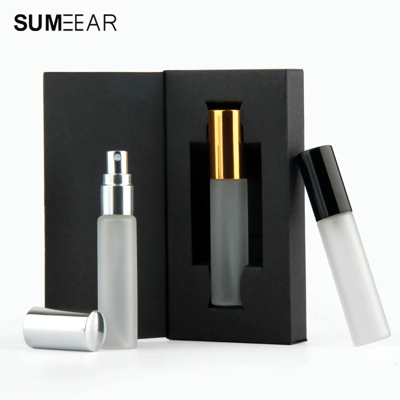

50piece/lot 10ml Frosted perfume spray bottle packing box perfume bottle mini spray bottles Print logo extra charge