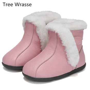 

Winter girls leather boots, children's boots, double-sided open large cotton shoes, non-slip low-tube thickened girls' fur boots