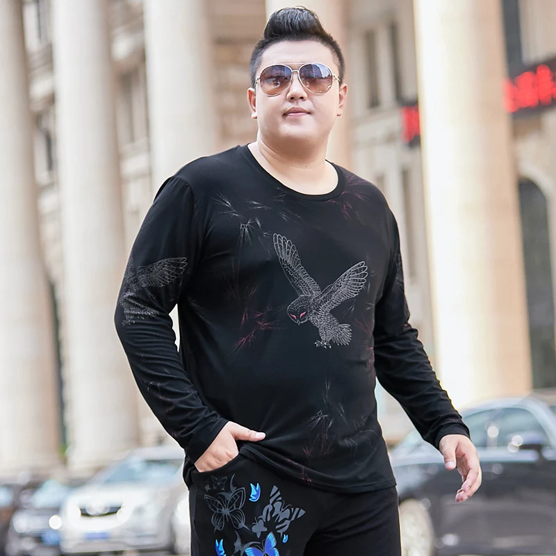 8XL 7XL 6XL 5XL футболка с длинными рукавами Мужская футболка с животным принтом Мужская Повседневная модная футболка большого размера Брендовая Одежда S-5XL