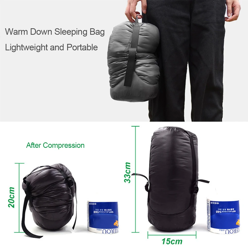 Зимний спальный мешок для кемпинга, портативный конверт, водоотталкивающий ультра-светильник, теплые толстые спальные мешки для кемпинга, походов