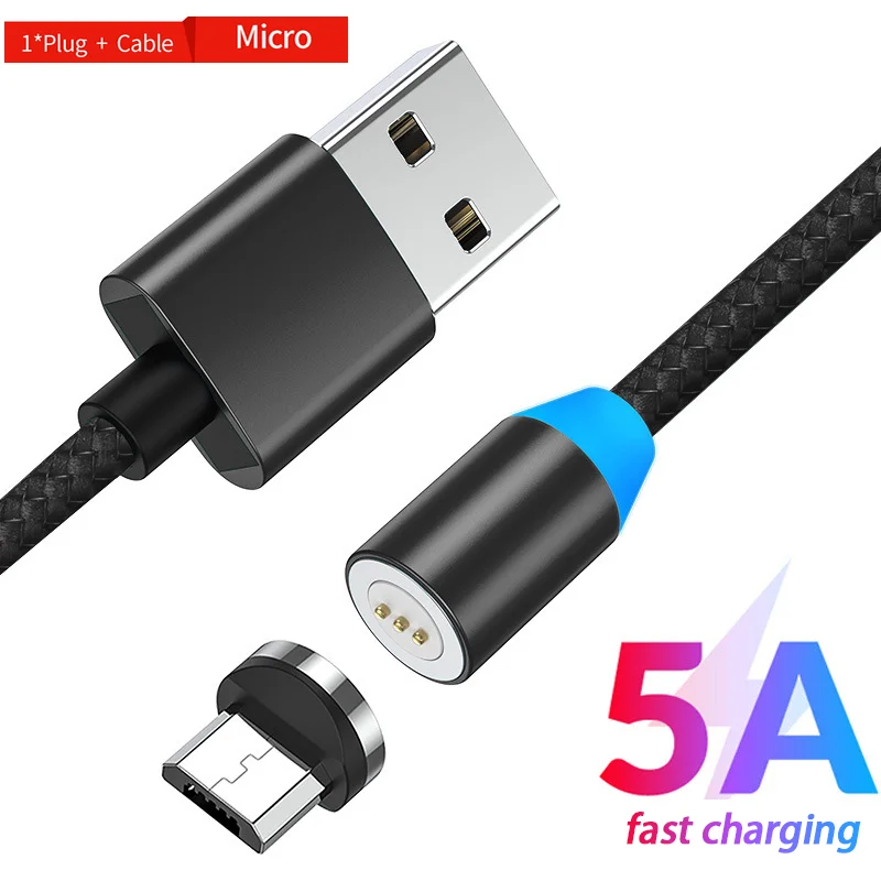 Магнитный кабель DUSH Micro USB кабель для type-c iPhone Android Быстрая зарядка Магнит USB шнур для мобильного телефона провод - Цвет: Серый