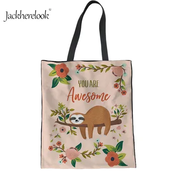 

Jackherelook Lazy Sloth Print Women Handbag Fashion Cute Rainforest Folivora Sloth Pattern Storage Bag Lady's Totes Shoulder Bag