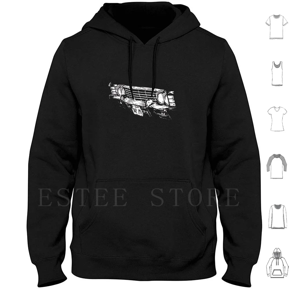 Impala Grille Felpa Con Cappuccio Manica Lunga Impala 67 Impala Supernatural Supernatural Inspired Car Classic Car Woodcut Style