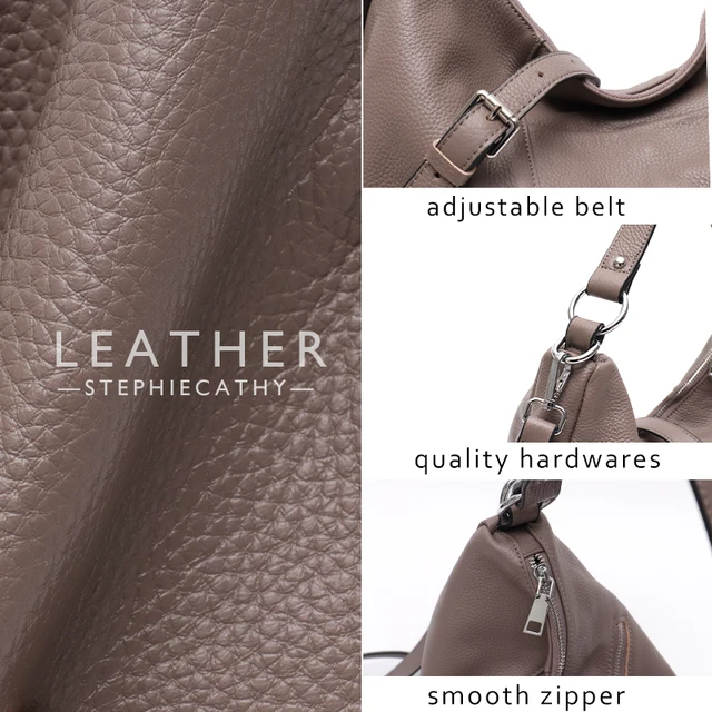 SC Brand Fashion Women Genuine Leather Hobo Large Casual Shoulder Bag Soft Natural Cowhide Crossbody Purse Female Handbag Tote 5