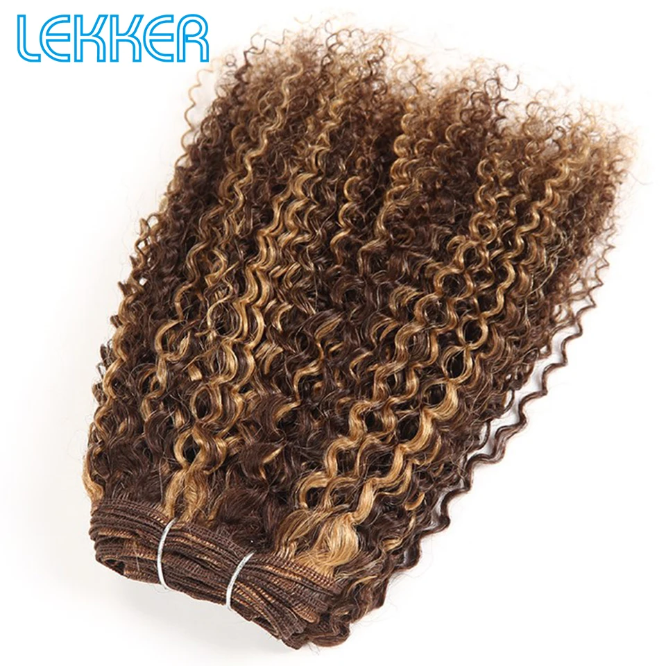 Lekker бразильские человеческие волосы Remy, волнистые, предварительно окрашенные, натуральные, афро кудрявые, волнистые,# P1B, 30 P4-27, цвет фортепиано, Рыжий
