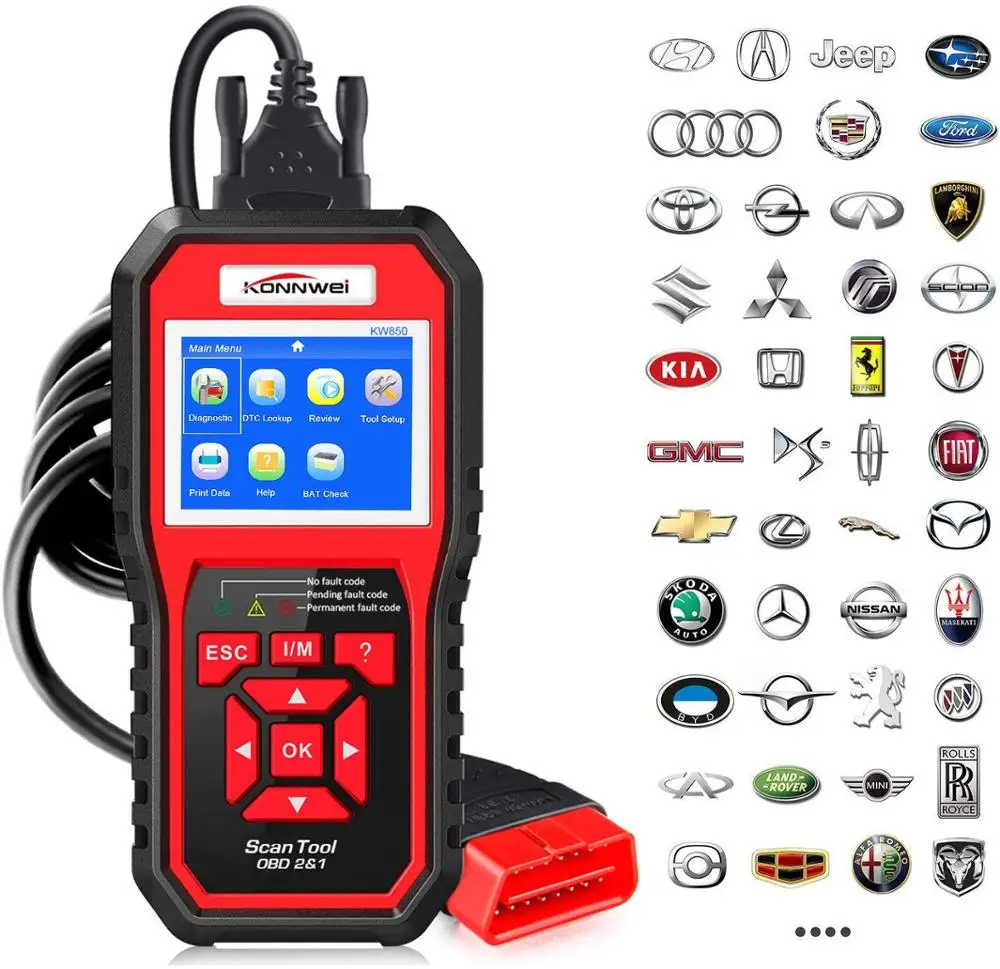 2020 OBD2 сканер Автомобильные диагностические инструменты KW850 считыватель кодов