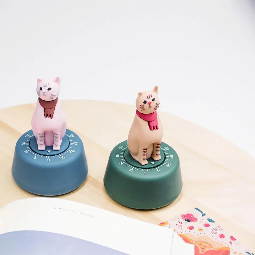 

1PC Funny Lovely Animal Cat Timer Cartoon Creative Kitchen Mechanical Clock Set Time Reminders Countdown Cooking Tools Supplies