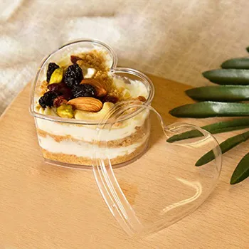 

10Pcs Heart Shape plastic cupTakeaway Sauce Cup Containers Reusable Clear Pot Jar Container Travel Portable Slime Storage Box