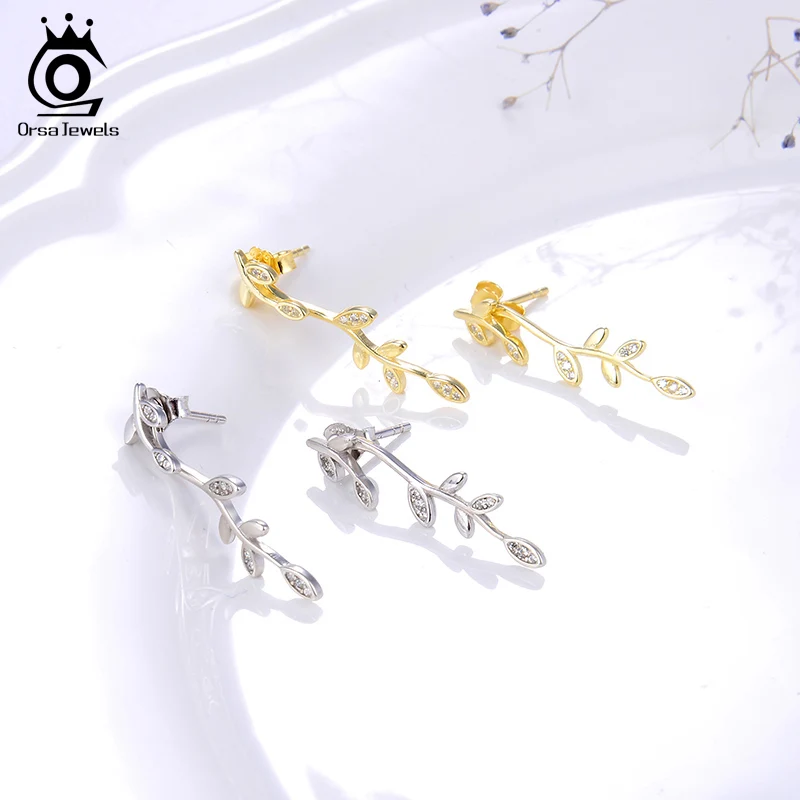 ORSA JEWELS чистый 925 женские серьги новейший серебряный модный плетеный в форме серьги женские повседневные ювелирные изделия для торжественного случая SE185