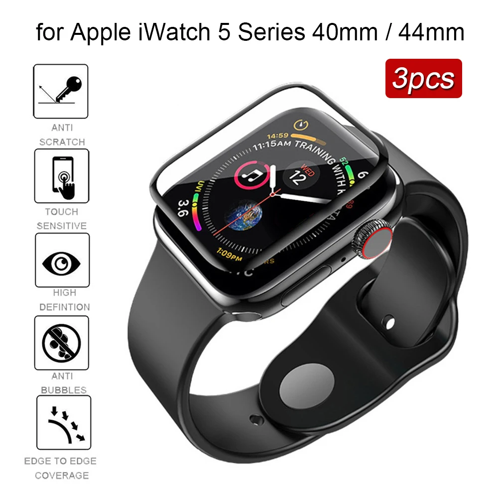 

3pcs Tempered Glass for Apple Watch 5 Series 40mm / 44mm Scratch-Resistant Screen Protector Film Protector de pantalla glas 9h