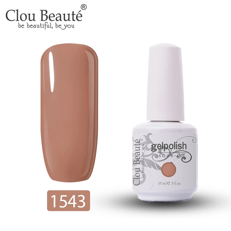 Clou Beaute 15 мл Гель-лак для ногтей УФ 179 цветов Varnich чистый цвет ногтей Блеск Топ УФ светодиодный гель Дизайн ногтей маникюрный лак гибридный - Цвет: 1543