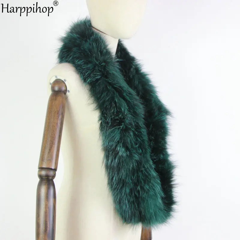 Invierno versátil cuello de piel de zorro bufanda tejida piel de zorro de plata pelo real doble anillo collar grande - 2