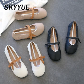 

2020 Spring Kids Shoes Baby Girls Princess Flats Children Genuine Leather Shoes Black Brand Shoes Fashion Slip On Mary Jane New