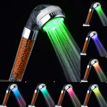 

Hot 3/7 Color Changing LED Anion Spa Shower Head Temperature Control Bathroom High Pressure Water Saving Hand Shower Head#Y2