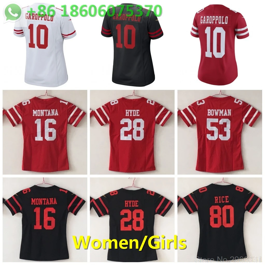 San Francisco A+++ качественные женские 10 Jimmy Garoppolo 16 Joe Монтана Карлос 28 Hyde NaVorro 53 Bowman Jimmy Jersey