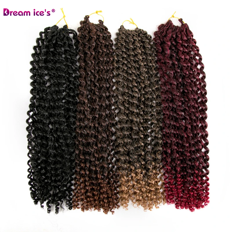 

Synthetic Ombre afro water wave crochet hair extensions 18 inch long 80g one piece