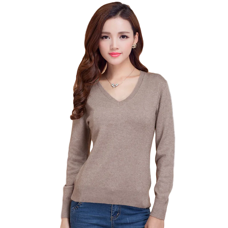 

Wool V Neck Knit Sweaters Women Autumn Long Sleeve Female Pullovers 2020 Solid Jumper Woman Casual Loose Girl Clothes