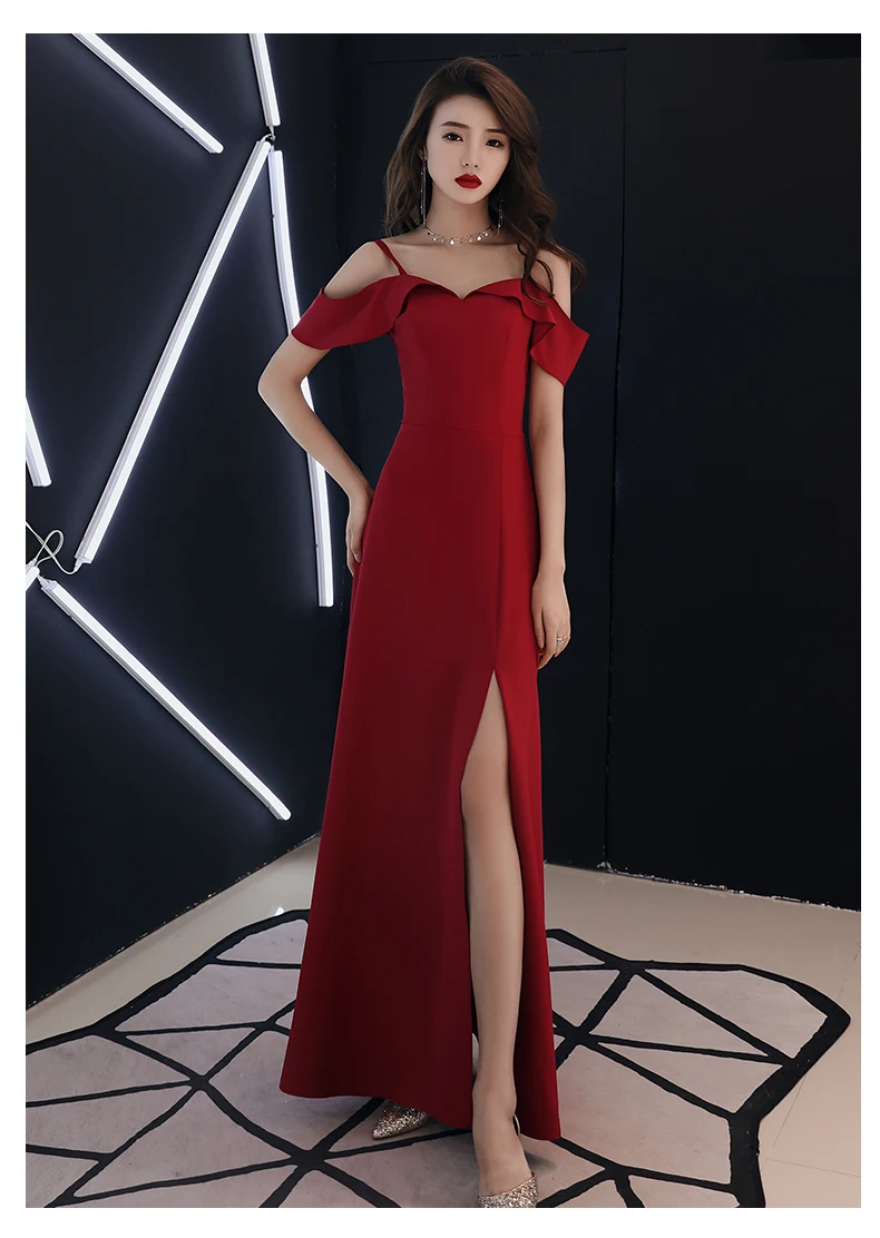 Красное подростковое элегантное платье подружки невесты Vestido Largo Sirena черные вечерние платья для гостей на свадьбу сексуальное платье для выпускного вечера