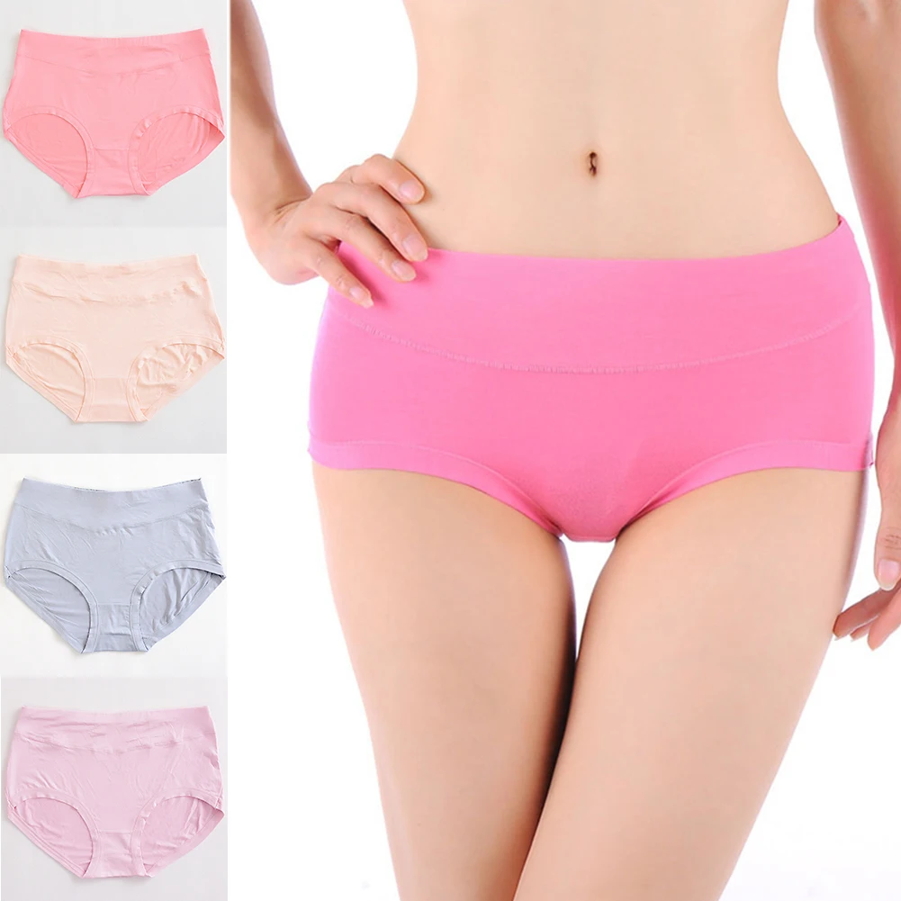 

5PCS/Set Modal Soft Briefs Underwear Women Panties Girls Bamboo Fiber Middle Waist Elastic Plus Size Seamless Breathable Sexy