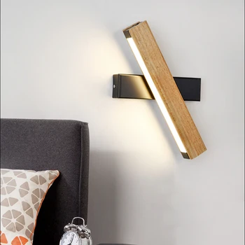 

Nordic wall lamp bedroom bedside lamp solid wood aisle study living room modern creative rotatable decor wall lamp WF1017