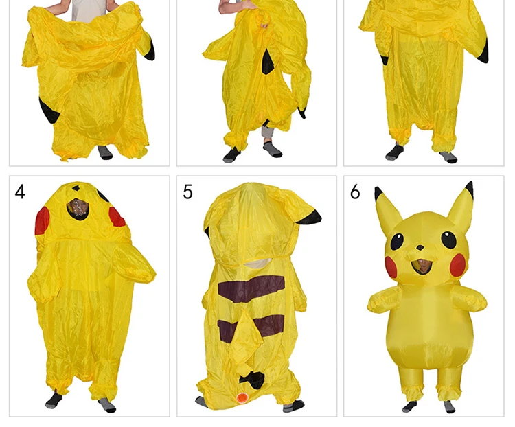 Надувной Костюм Пикачу; костюм для косплея; костюм-талисман Pokemon Peluche для детей и взрослых; костюмы на Хэллоуин для женщин и детей
