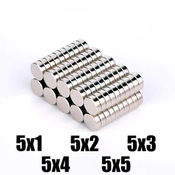 40 80Pcs Mini Small N35 Round Magnet 5x1 5x1.5 5x2 5x3 5x4 5x5 mm Neodymium Magnet Permanent NdFeB Super Strong Powerful Magnets