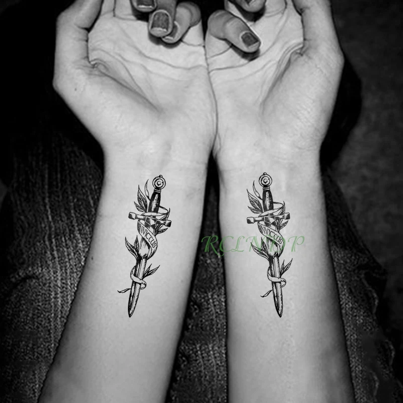 Водостойкая временная татуировка наклейка кинжаловый нож якорь флэш-тату поддельные тату рука запястье ноги рука ноги для девушек мужчин женщин